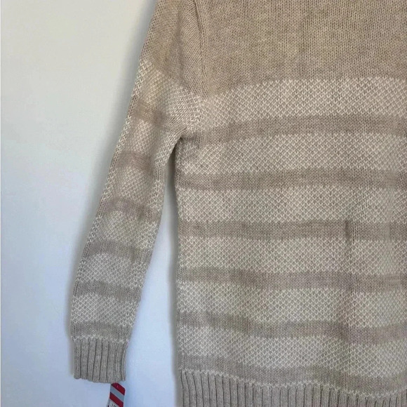 Cat & Jack Beige Striped Sherpa Mock Neck Sweater 12-14 - Picture 8 of 8